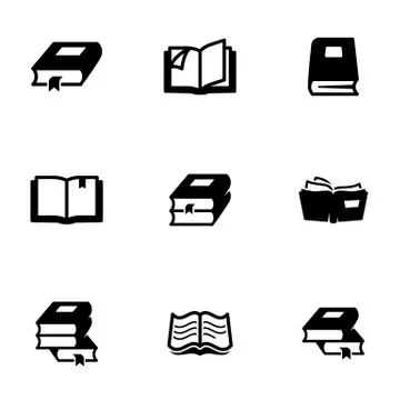Set of simple icons on a theme Books and reading, vector, design, collection, Stock Illustration