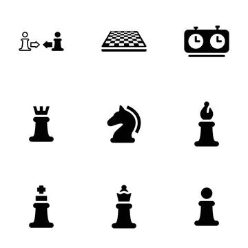 Set of simple icons on a theme Game, chess, competition, vector, set. Whit... Stock Photos