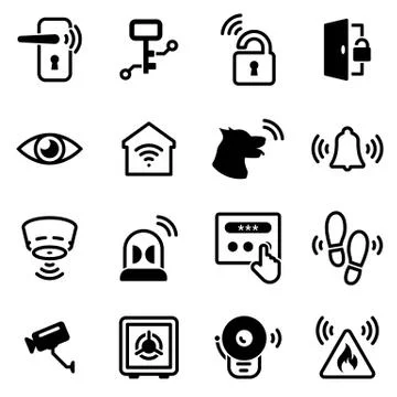 Set of simple icons on a theme Home Security , vector, design, collection, fl Stockillustratie