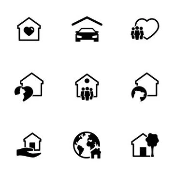 Set of simple icons on a theme Home, family, vector, design, collection, flat Ilustración de archivo