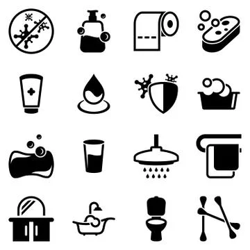 Set of simple icons on a theme Hygiene, sanitation, latrine, vector, design, 스톡 일러스트