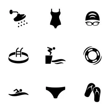 Set of simple icons on a theme Pool, vector, design, collection, flat, sign, Stock Illustration