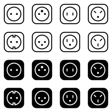 Set of simple icons on a theme power socket, vector, set. White background... Stock Photos