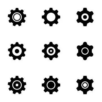 Set of simple icons on a theme settings, vector, design, collection, flat, si Stock Illustration
