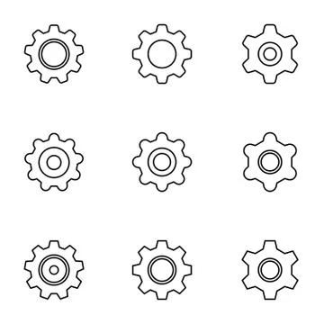 Set of simple icons on a theme settings, vector, design, collection, flat, si Stock Illustration
