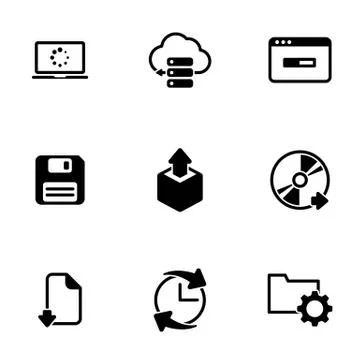 Set of simple icons on a theme Software, vector, design, collection, flat, si Illustrazione stock