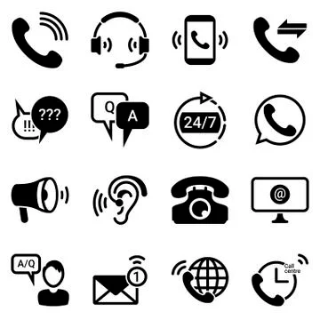 Set of simple icons on a theme Technical support, service, questions, answers Illustrazione stock