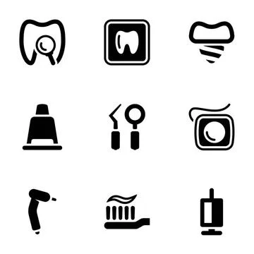 Set of simple icons on a theme Teeth, dentistry, vector, set. White backgr... Stock Photos