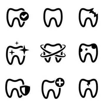 Set of simple icons on a theme Teeth, dentistry, vector, set. White backgr... Stock Photos