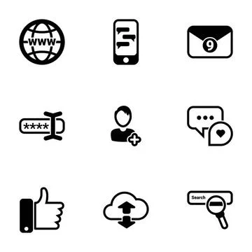 Set of simple icons on a theme Thumb up, conversations, social communicati... Stock Photos