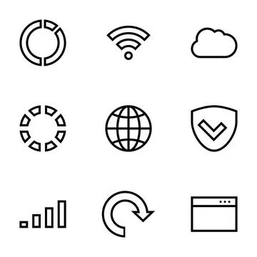 Set of simple icons on a theme Web, internet, communication, linear , vect... Stock Photos