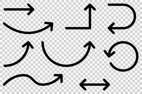 A set of simple line arrows, editable stroke path vector illustration Stock Illustration