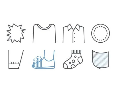 Set of Simple Line Art Icons Representing Clothing and Household Items Stock Illustration