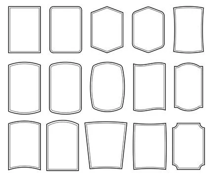 Set of simple line frames with double stroke. Vector illustration. Illustrazione stock