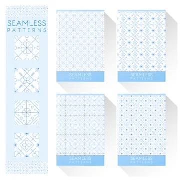 Set of simple line seamless patterns Stock Illustration