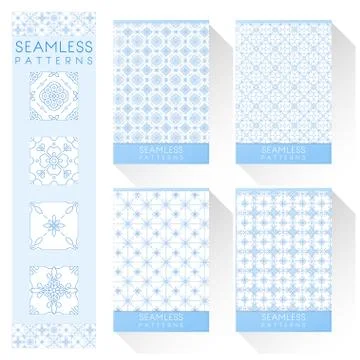 Set of simple line seamless patterns Stock Illustration