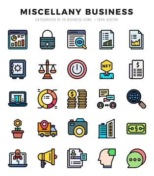 Set of simple Lineal Color Miscellany Business Icons. Lineal Color art icon.. 스톡 일러스트