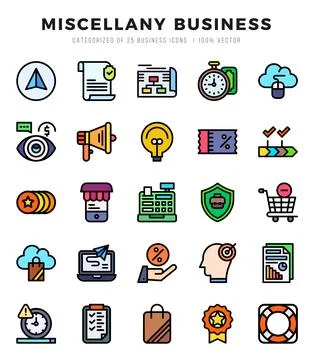 Set of simple Lineal Color Miscellany Business Icons. Lineal Color art icon.. Stock Illustration