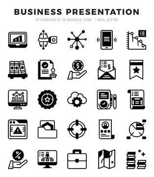 Set of simple Lineal Filled Business Presentation Icons. Lineal Filled art .. Stock Illustration