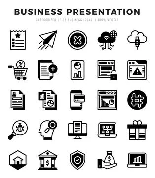 Set of simple Lineal Filled Business Presentation Icons. Lineal Filled art .. Stock Illustration