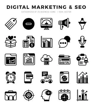 Set of simple Lineal Filled Digital Marketing &amp; SEO Icons. Lineal Filled ar.. イラスト素材