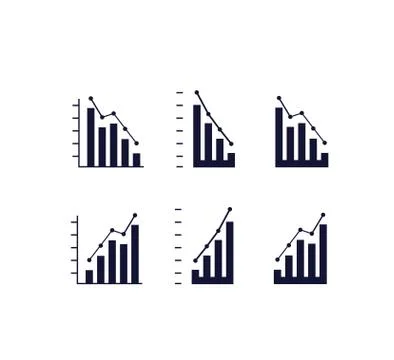 Set of a simple logo, icons. The graph of the fall and growth of the top, the Stock Illustration