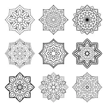 Set of simple mandalas. Stock Illustration