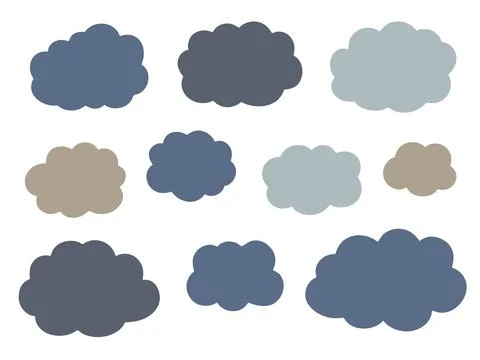 Set with simple minimalistic clouds in doodle style. Illustrazione stock