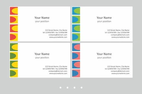 Set of simple multicolor business card templates. Illustrazione stock