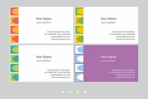 Set of simple multicolor business card templates. Illustrazione stock