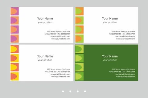 Set of simple multicolor business card templates. Illustrazione stock