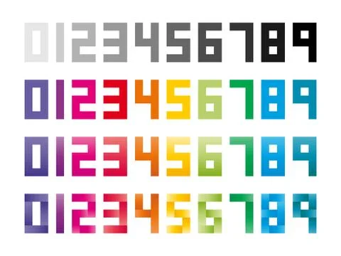 Set of simple numerals in several versions Stock Illustration