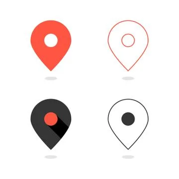 Set of simple pin icons with shadow Stock Illustration