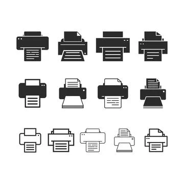 Set of Simple Printer Icon Vector Template Stock Illustration