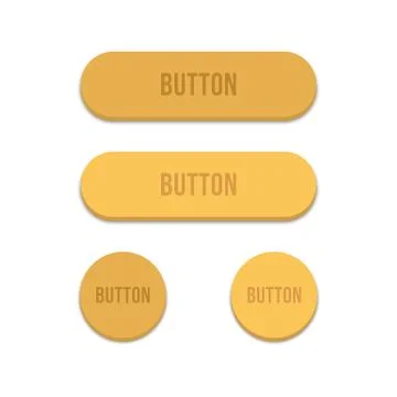 Set of simple round brown buttons for web sites. Buttons of yellow color isol 库存插图