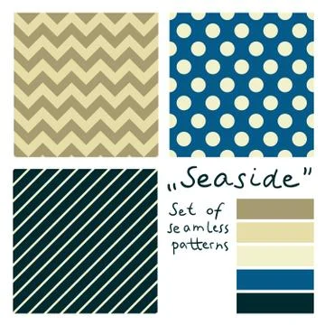 Set of simple seamless geometric patterns Stock Illustration
