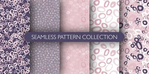 Set of simple seamless pattern with circle rings figures. Geometric ornament  Stockillustratie
