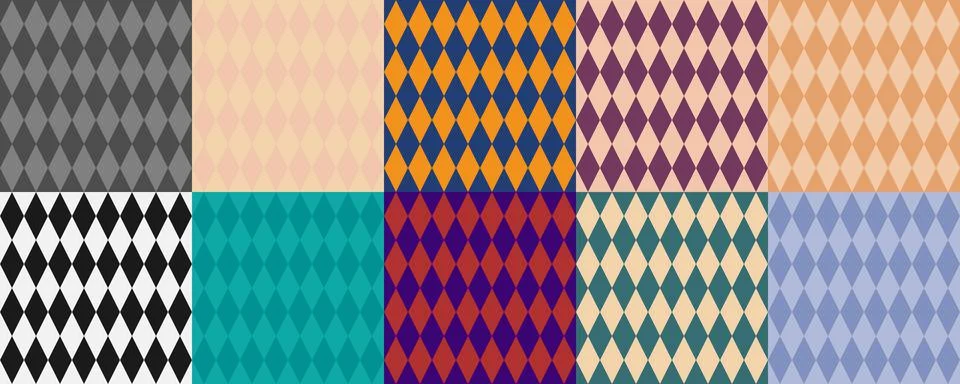 Set of Simple seamless patterns with black and white and colorful geometric r Stock Illustration