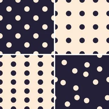Set simple seamless patterns with circles. Stock Illustration
