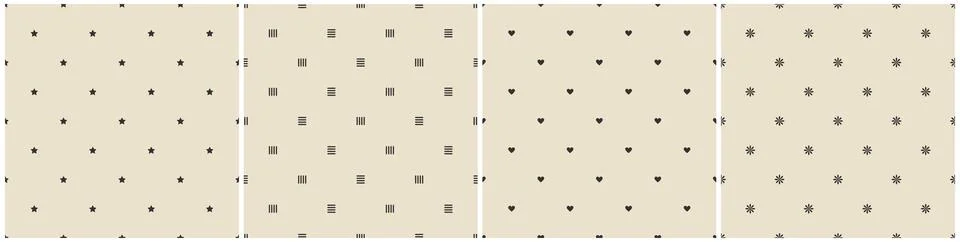 Set of simple seamless patterns - minimalistic design. Beige and black fabric 스톡 일러스트