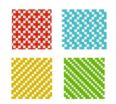 Set of Simple Seamless pixel pattern on white Stock Illustration