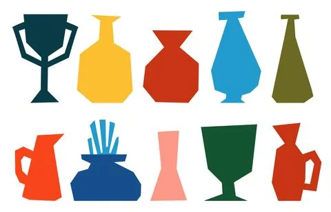 Set of simple shape abstract vases. Stock Illustration