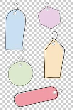 Set of Simple Sketchy Blank Tags with pastel color Stock Illustration