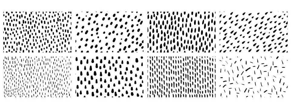 Set of simple small dash backgrounds. Vector seamless pattern with hand drawn イラスト素材