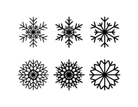 Set of simple snowflake of black lines Illustrazione stock