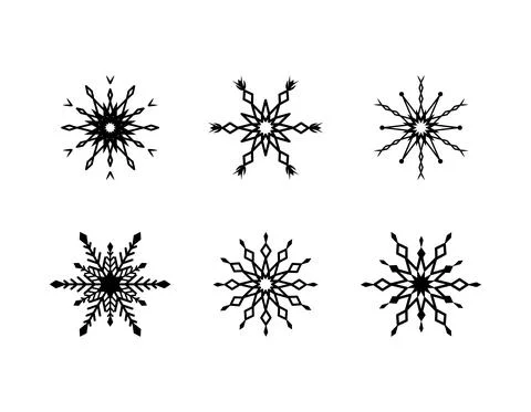 Set of simple snowflake of black lines Stock Illustration