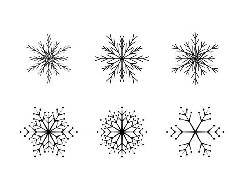Set of simple snowflake of black lines Stock Illustration