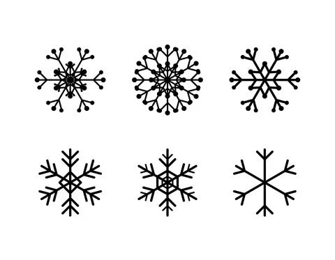 Set of simple snowflake of black lines Stock Illustration