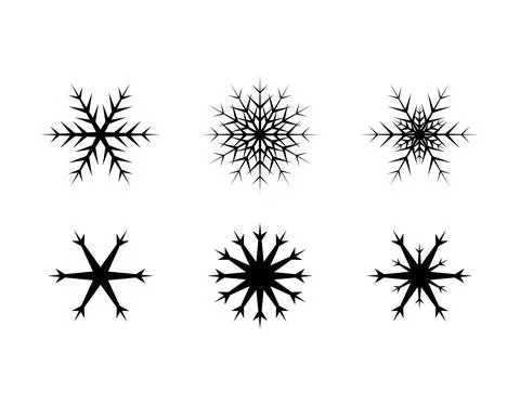 Set of simple snowflake of black lines Stock Illustration