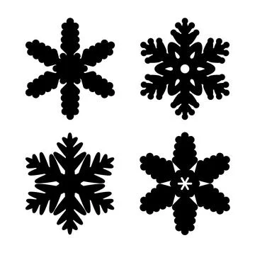 A set of simple snowflakes. Isolated on white background without shadow. For Stock Illustration